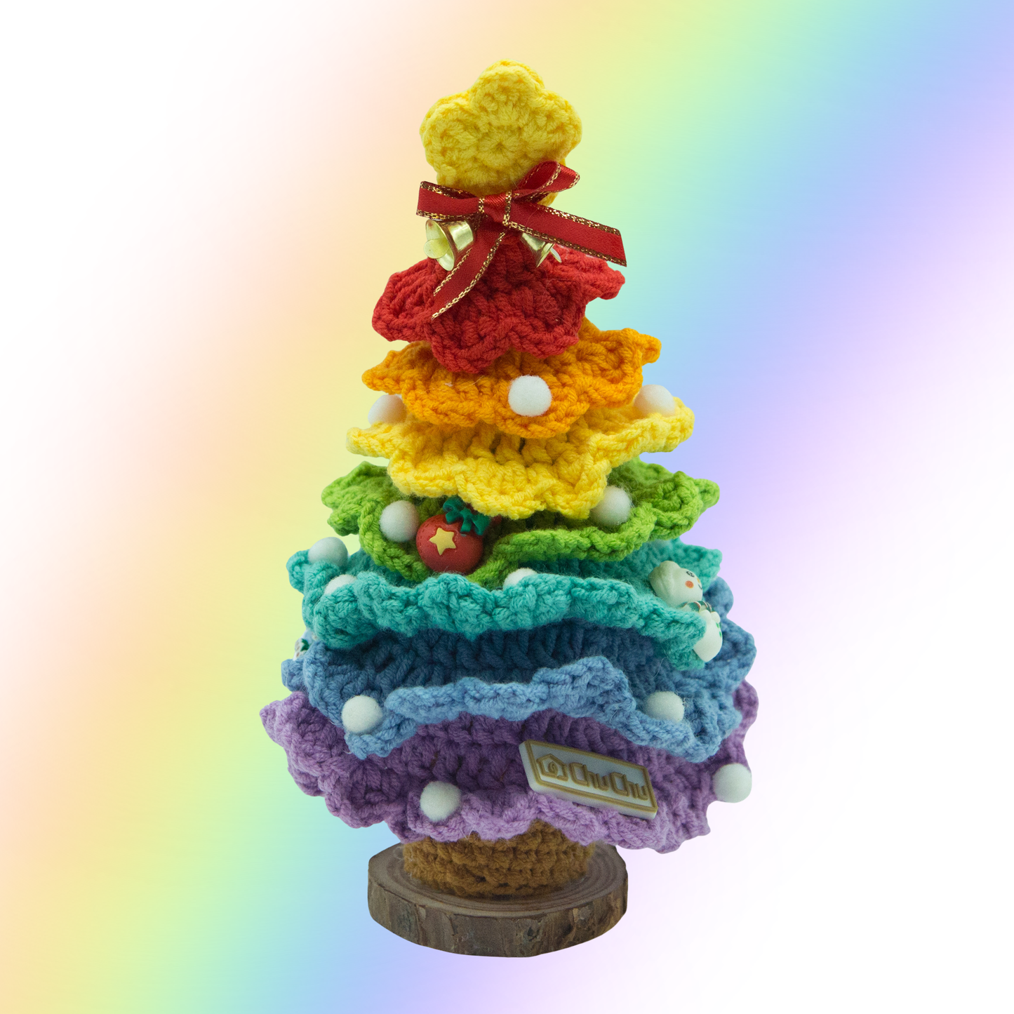 Handmade Crochet Christmas Tree (16–18 cm) – Unique Mini Holiday Decoration with Random Crochet Ornaments by CHU CHU
