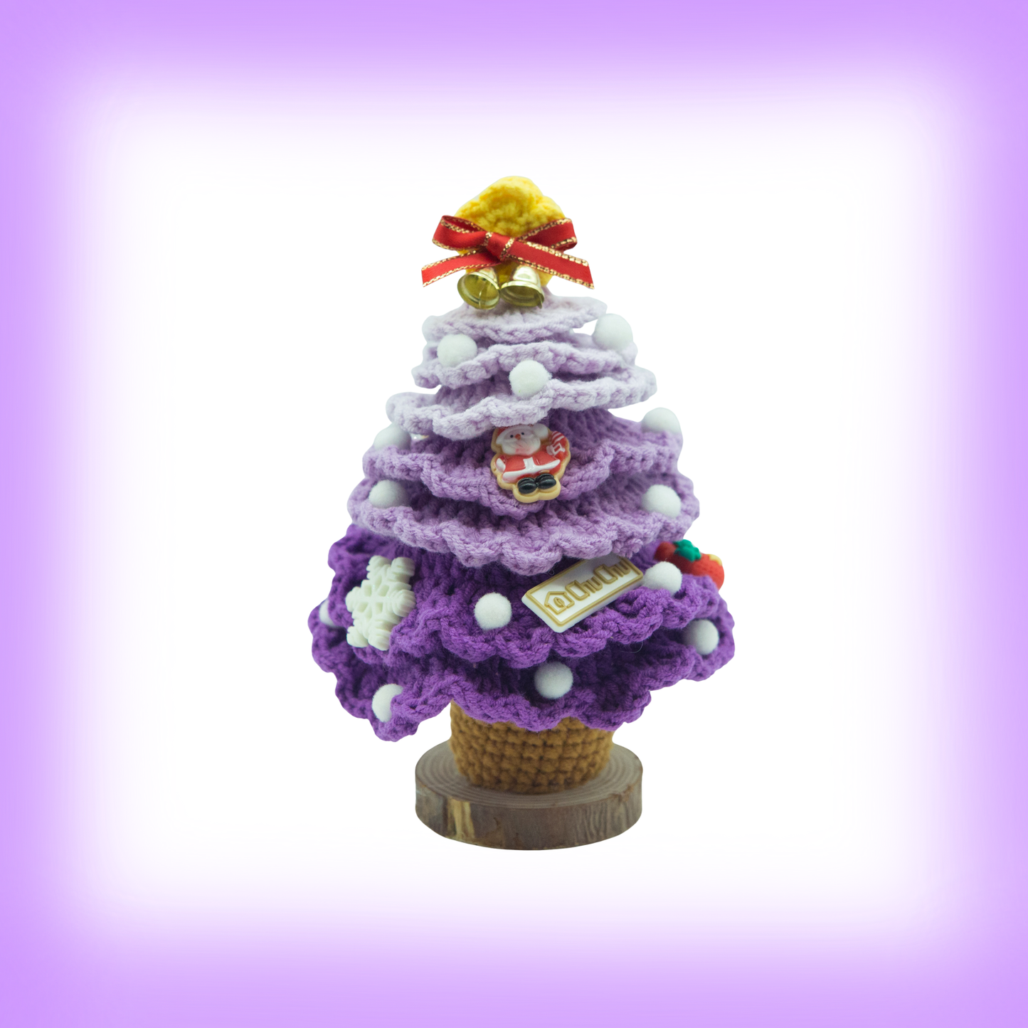 Handmade Crochet Christmas Tree (16–18 cm) – Unique Mini Holiday Decoration with Random Crochet Ornaments by CHU CHU