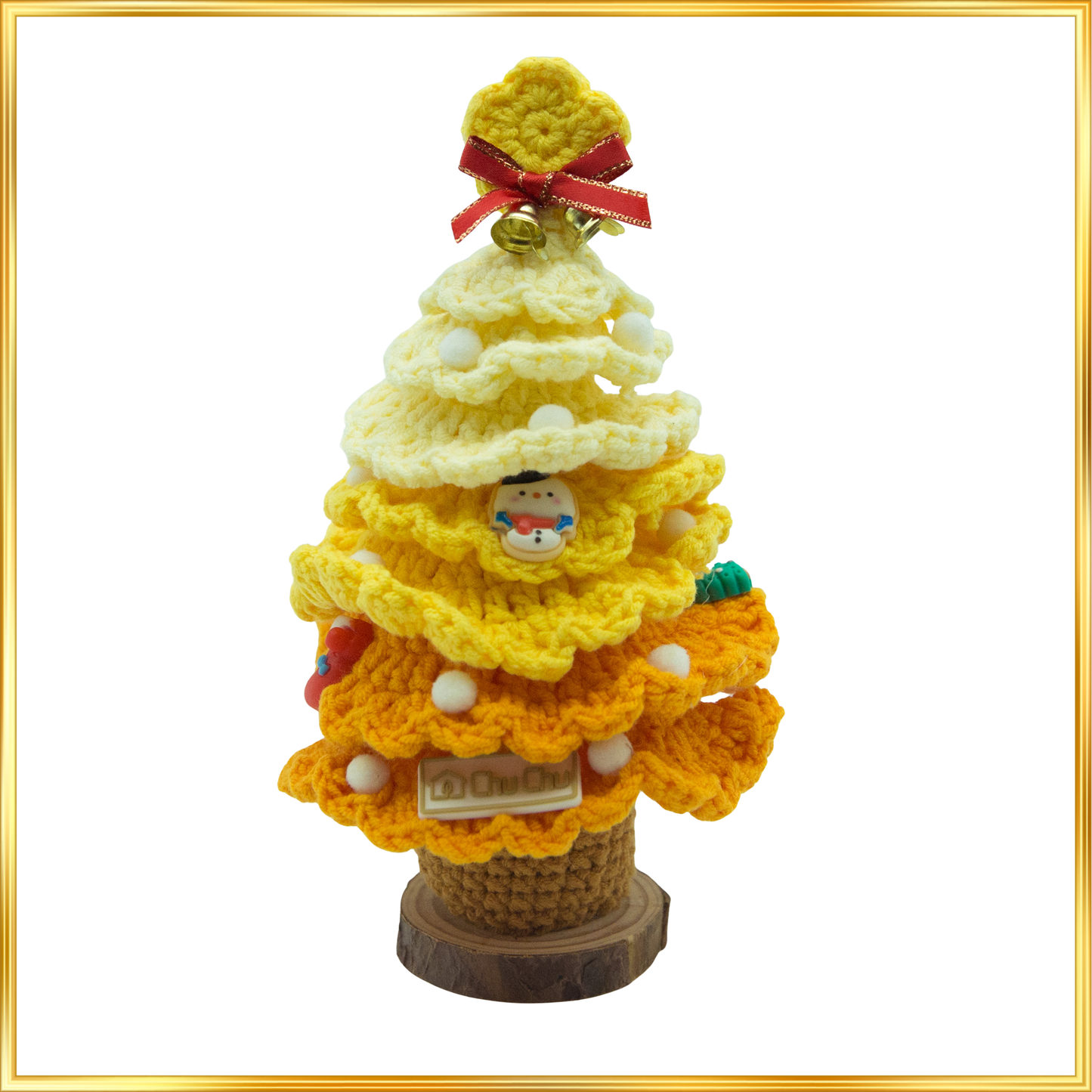 Handmade Crochet Christmas Tree (16–18 cm) – Unique Mini Holiday Decoration with Random Crochet Ornaments by CHU CHU