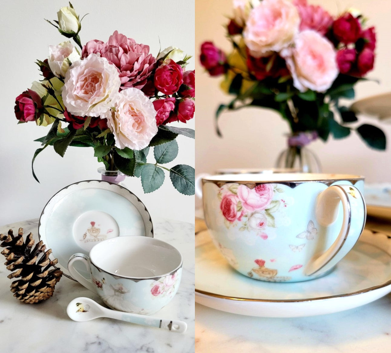 ‘Dozen Roses’ 15-Piece Porcelain Tea Set